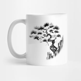 Sumi-E Pine Tree on Cliff (Transparent) Mug